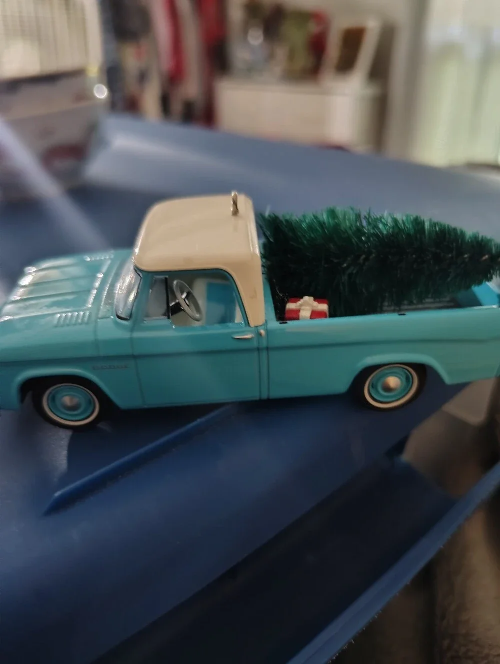 Hallmark Keepsake Christmas Ornament Teal and Cream Holiday Pickup Truck Decor